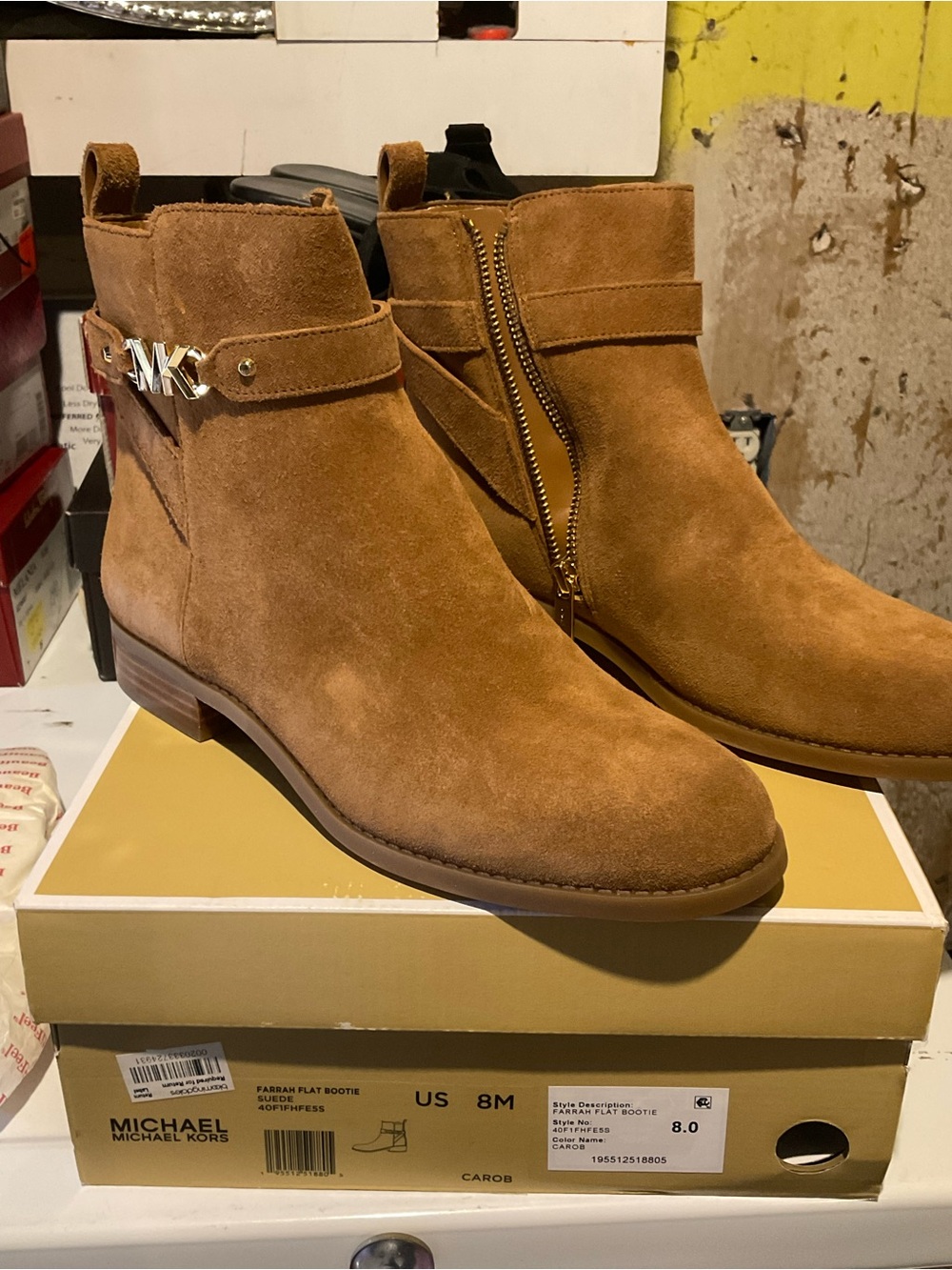 Michael Kors Carob Suede Chukka Boots with MK Accent